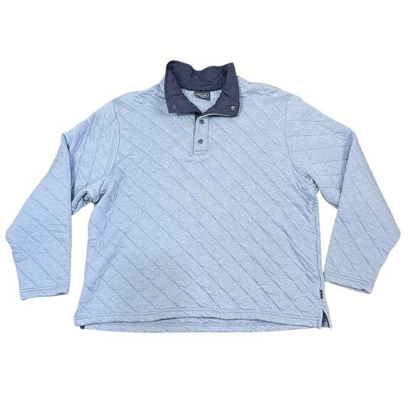 Crown & Ivy Pullover Women’s XL Blue Quilted Snap Neck Long Sleeve Navy Accents - Picture 3 of 8